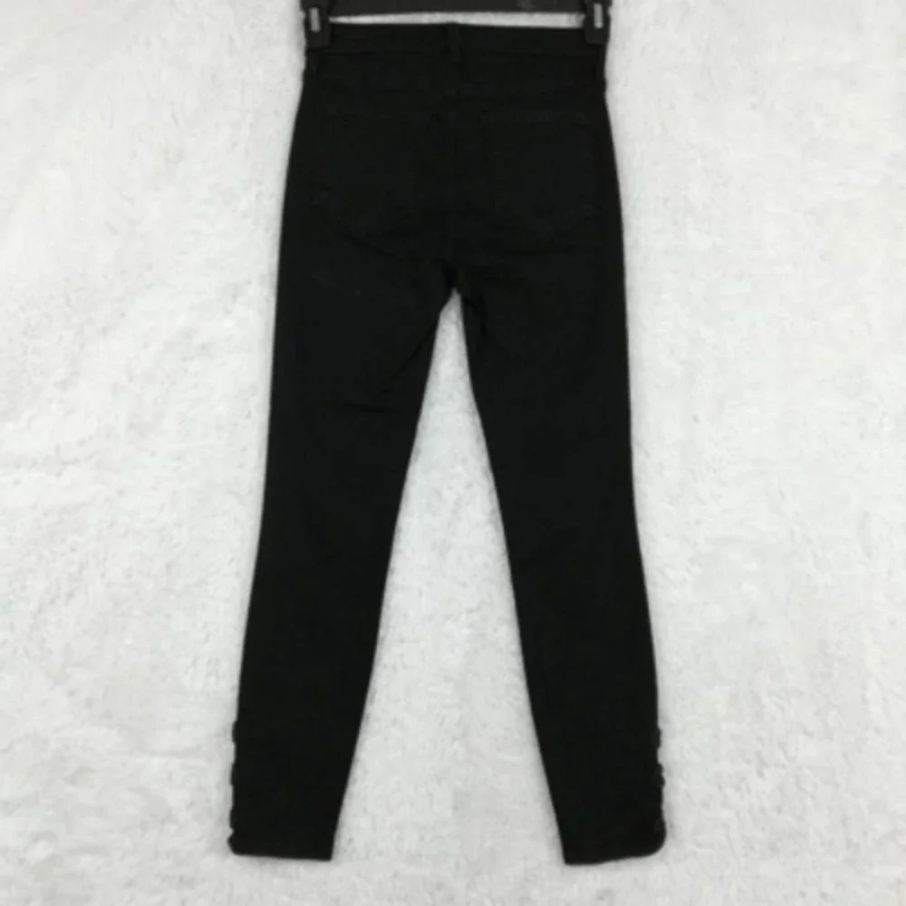Lagence Womens Jeans Straight Leg Black‎ Stretch Embroidered Ankle Mid Rise 25